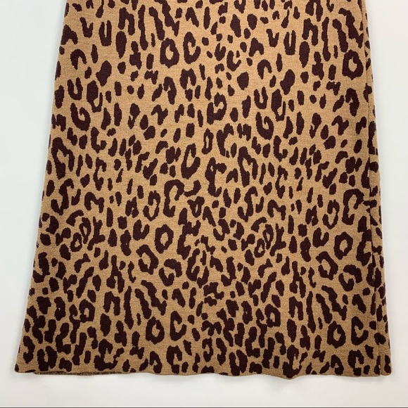 J. Crew Leopard Knit Merino Wool Skirt Small - Picture 4 of 9